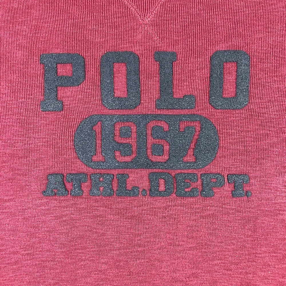 Polo Ralph Lauren Sweatshirt Mens L Burgundy 1967 Athl Dept Ribbed Crew Neck